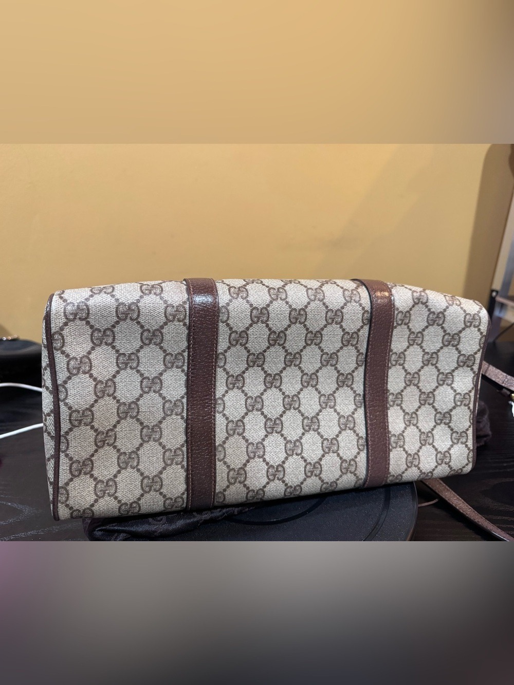 Gucci Beige GG Canvas & Leather Boston Satchel with Gold Hardware, Dust Bag - Picture 6 of 16
